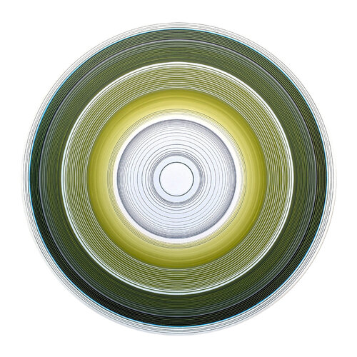 "Pontiac 87" Contemporary Green and White Concentric Circle Painting van David Hardaker, Schilderij te koop op Singulart
