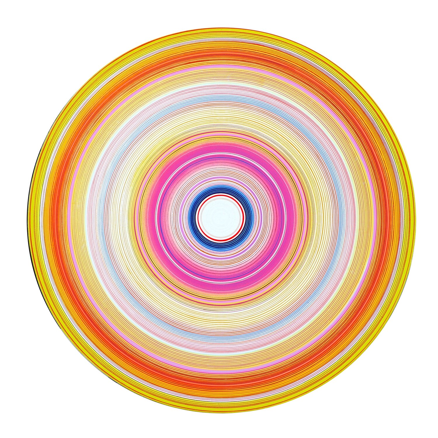 “Sorcerer” Contemporary Abstract Pink and Yellow Concentric Circle Painting David Hardaker Originalgemälde zu verkaufen