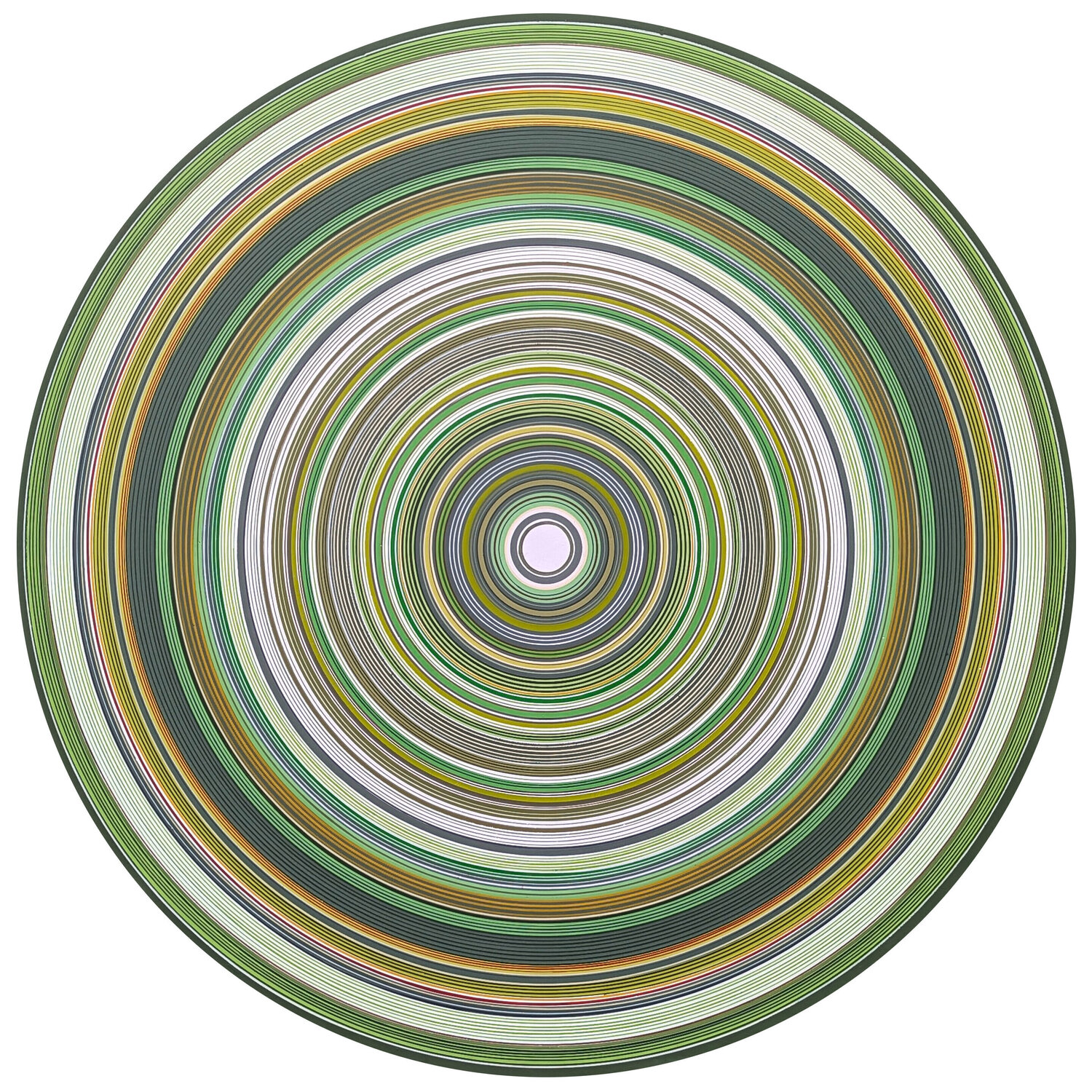 "Melody Called" Contemporary Abstract Green & Yellow Concentric Circle Painting David Hardaker Originalgemälde zu verkaufen