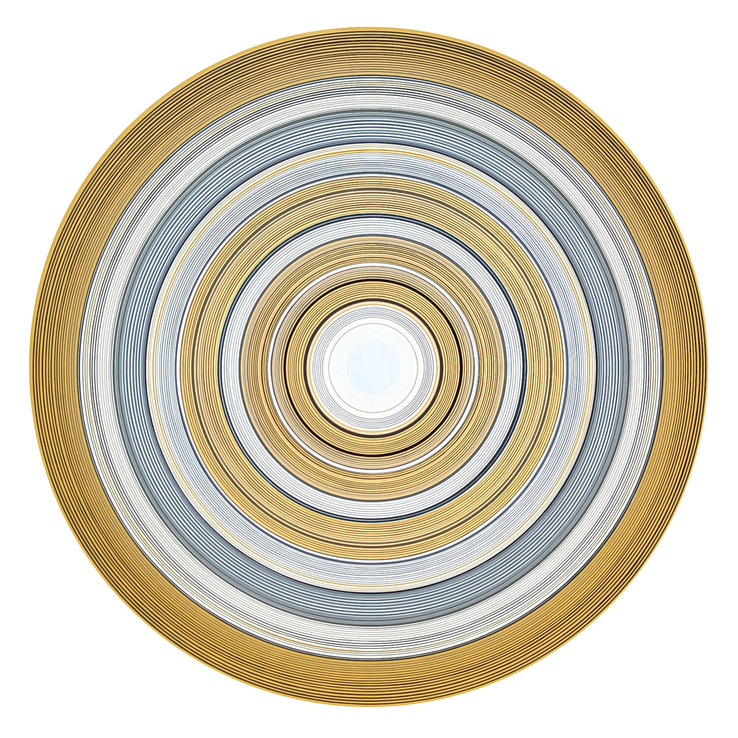 "How Soon Is Now" Contemporary Abstract Yellow Concentric Circle Painting David Hardaker Originalgemälde zu verkaufen