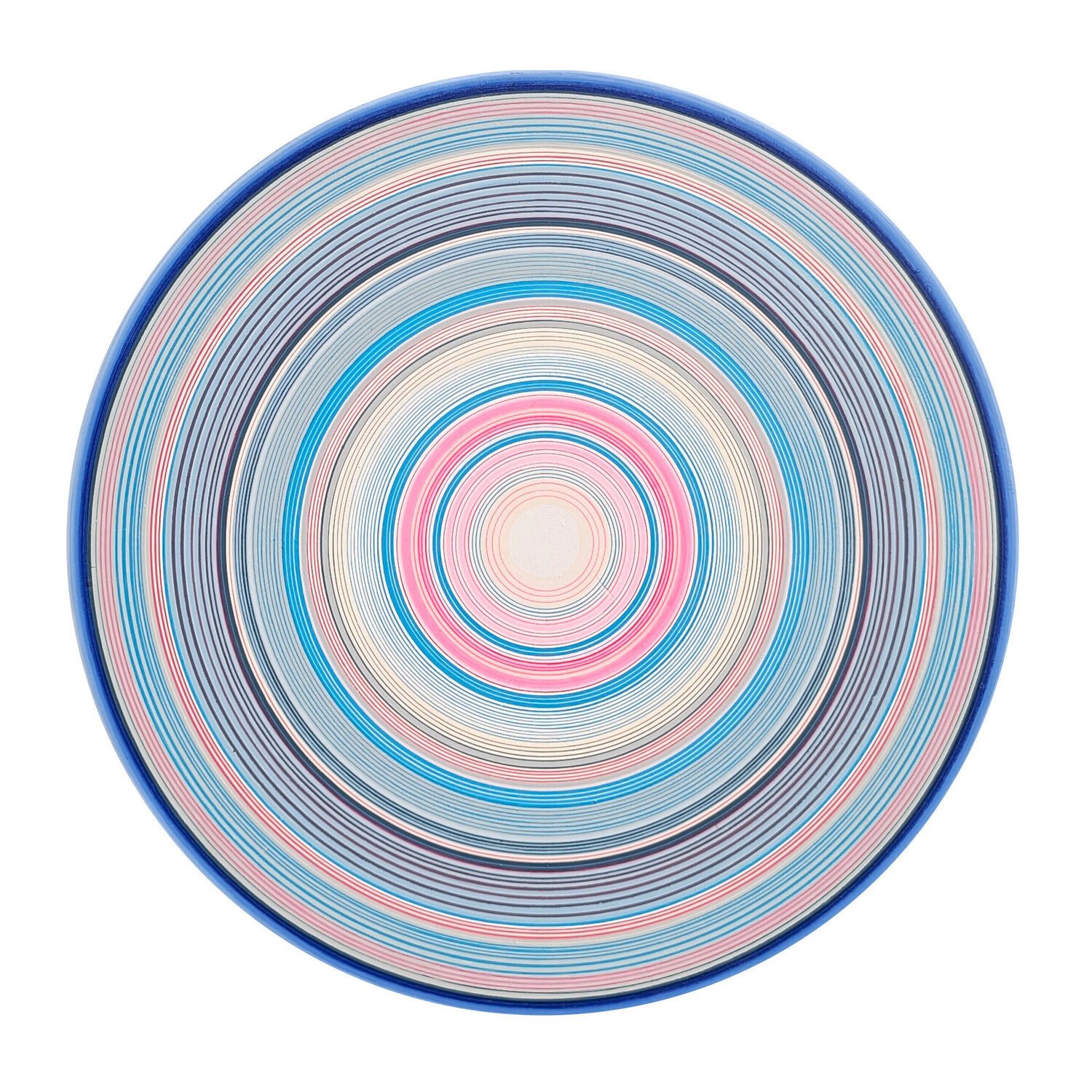 "Threads" Contemporary Abstract Blue, Pink, & White Concentric Circle Painting David Hardaker Originalgemälde zu verkaufen