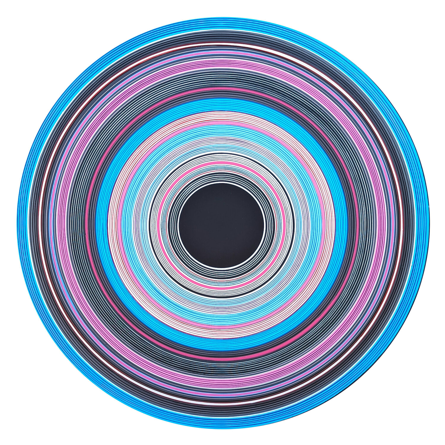 "Monsoon" Contemporary Abstract Blue, Black, & Purple Concentric Circle Painting David Hardaker Originalgemälde zu verkaufen