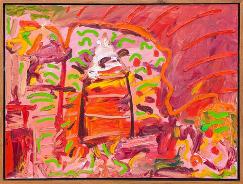Modern Pink, Red, and Green Gestural Abstract Painting by Dick Wray, Painting for Sale on Singulart