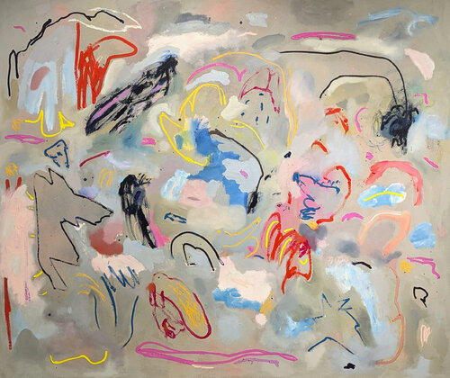 "Dancing Light" Large Contemporary Colorful Abstract Expressionist Painting de Peter Healy, Pintura a la venta en Singulart