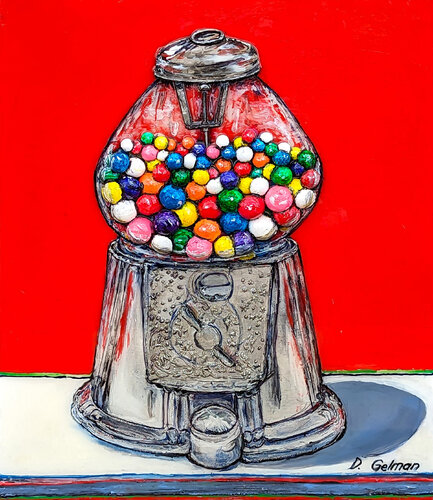 “Poppin' Gum” Contemporary Colorful Mixed Media Food Collage Diane Gelman