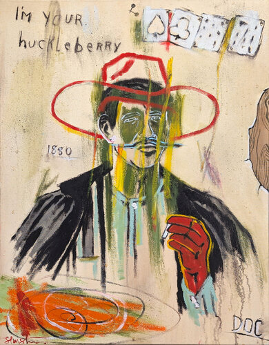 “Doc Holliday- 1880” Contemporary Abstract Figurative Cowboy Painting di Tra' Slaughter, Pittura in vendita su Singulart