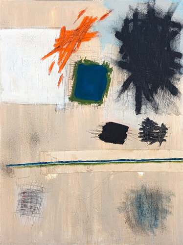 “Unlikely Buoys” Contemporary Neutral Toned Expressive Abstract Painting di Tra' Slaughter, Pittura in vendita su Singulart