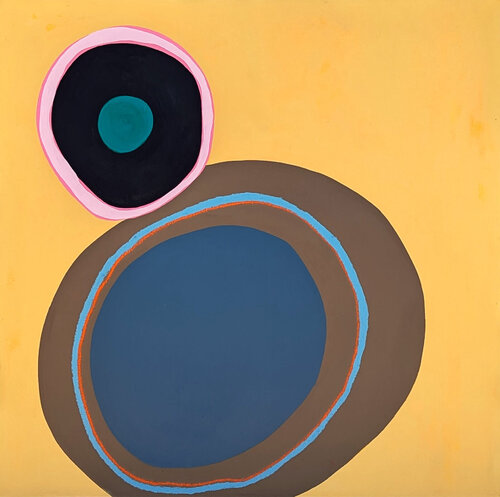 “One Lover Carries Another” Contemporary Colorful Yellow Toned Abstract Painting di Tra' Slaughter, Pittura in vendita su Singulart