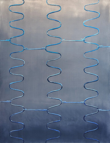 "Hostel #2" Contemporary Neutral Toned Realistic Close Up of Mattress Springs di Tommy Taylor, Pittura in vendita su Singulart