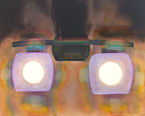 "Friend's House" Contemporary Jewel Toned Abstract Close Up of Car Lights by Tommy Taylor, Painting for Sale on Singulart