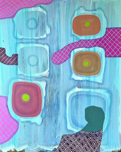 “Untitled (CVS277)” Contemporary Blue, Purple, & Red Geometric Abstract Painting par Max Manning, Peinture en vente sur Singulart