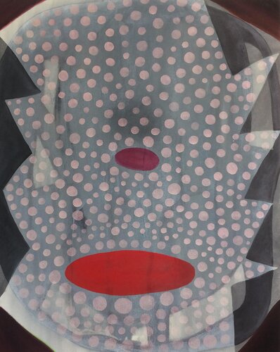 “Untitled (CVS70)” Contemporary Blue, Pink, & Red Geometric Abstract Painting par Max Manning, Peinture en vente sur Singulart