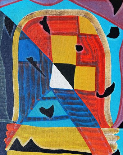 “Untitled (CVS272)” Contemporary Red, Blue, & Yellow Geometric Abstract Painting par Max Manning, Peinture en vente sur Singulart