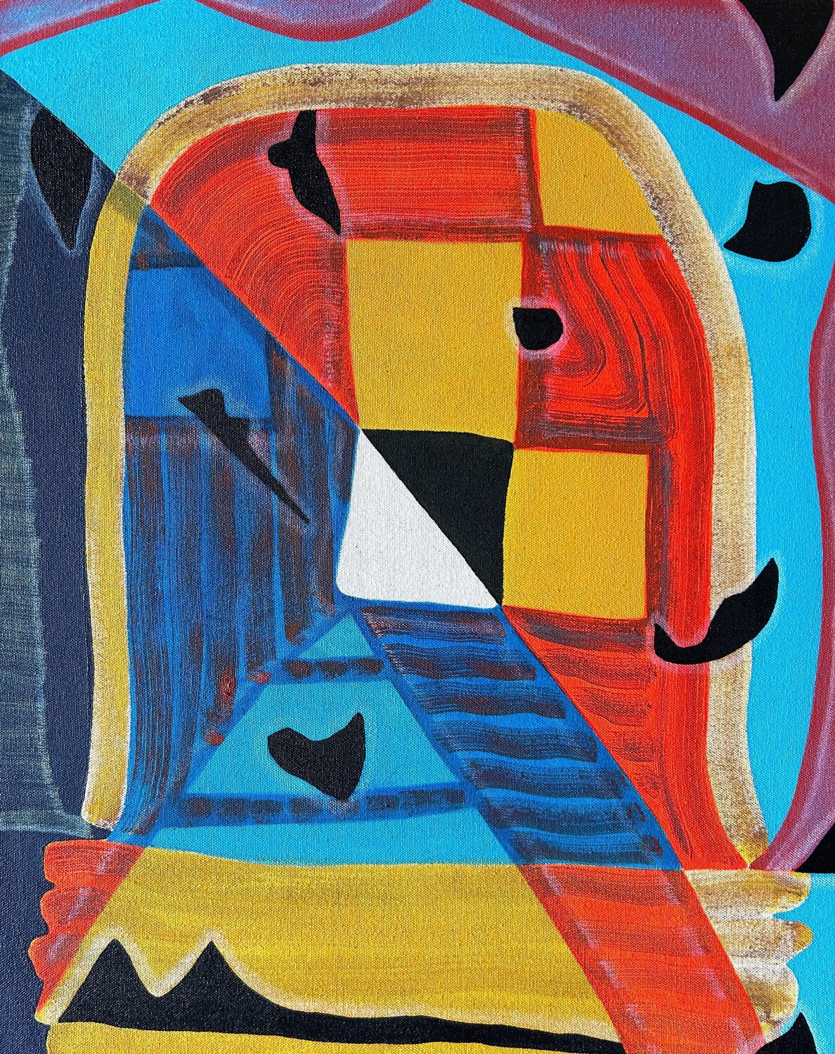 “Untitled (CVS272)” Contemporary Red, Blue, & Yellow Geometric Abstract Painting Max Manning Originalgemälde zu verkaufen