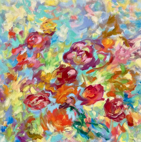 Improvisation on Peony Tulips de Junija (Yuna) Galejeva, Pintura a la venta en Singulart