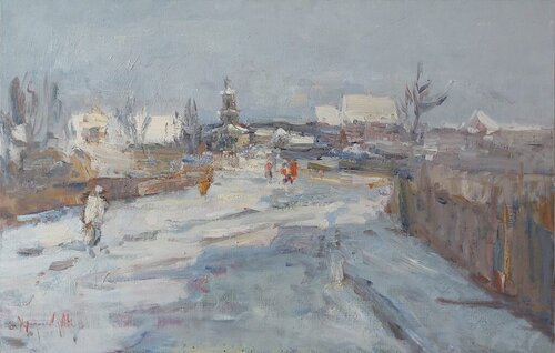 "It snowed" di Oleksandr Khrapachov, Pittura in vendita su Singulart