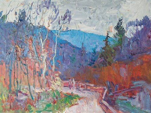 "In the mountains" van Oleksandr Khrapachov, Schilderij te koop op Singulart