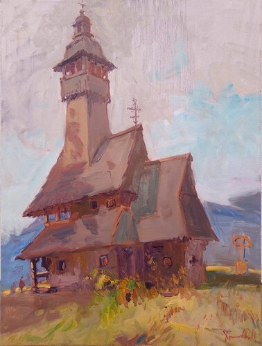 "To the Church" by Oleksandr Khrapachov, Painting for Sale on Singulart