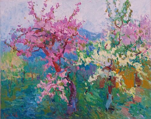 "Blooming in the mountains" by Oleksandr Khrapachov, Painting for Sale on Singulart