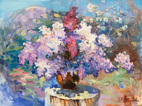 "Lilac Blossom in the Carpathians" de Anastasiia Grygorieva, Pintura a la venta en Singulart