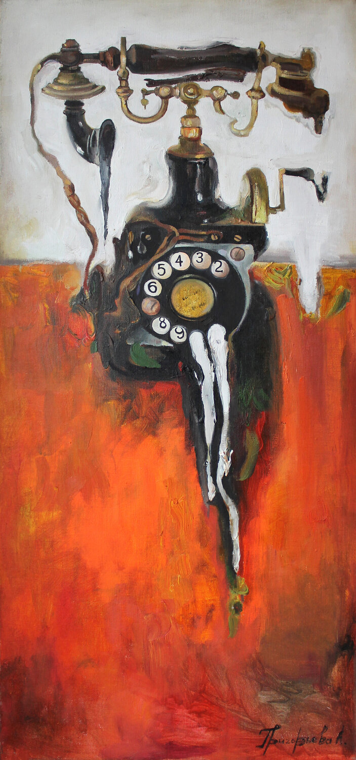 "Old telephone" Anastasiia Grygorieva Origineel schilderij te koop