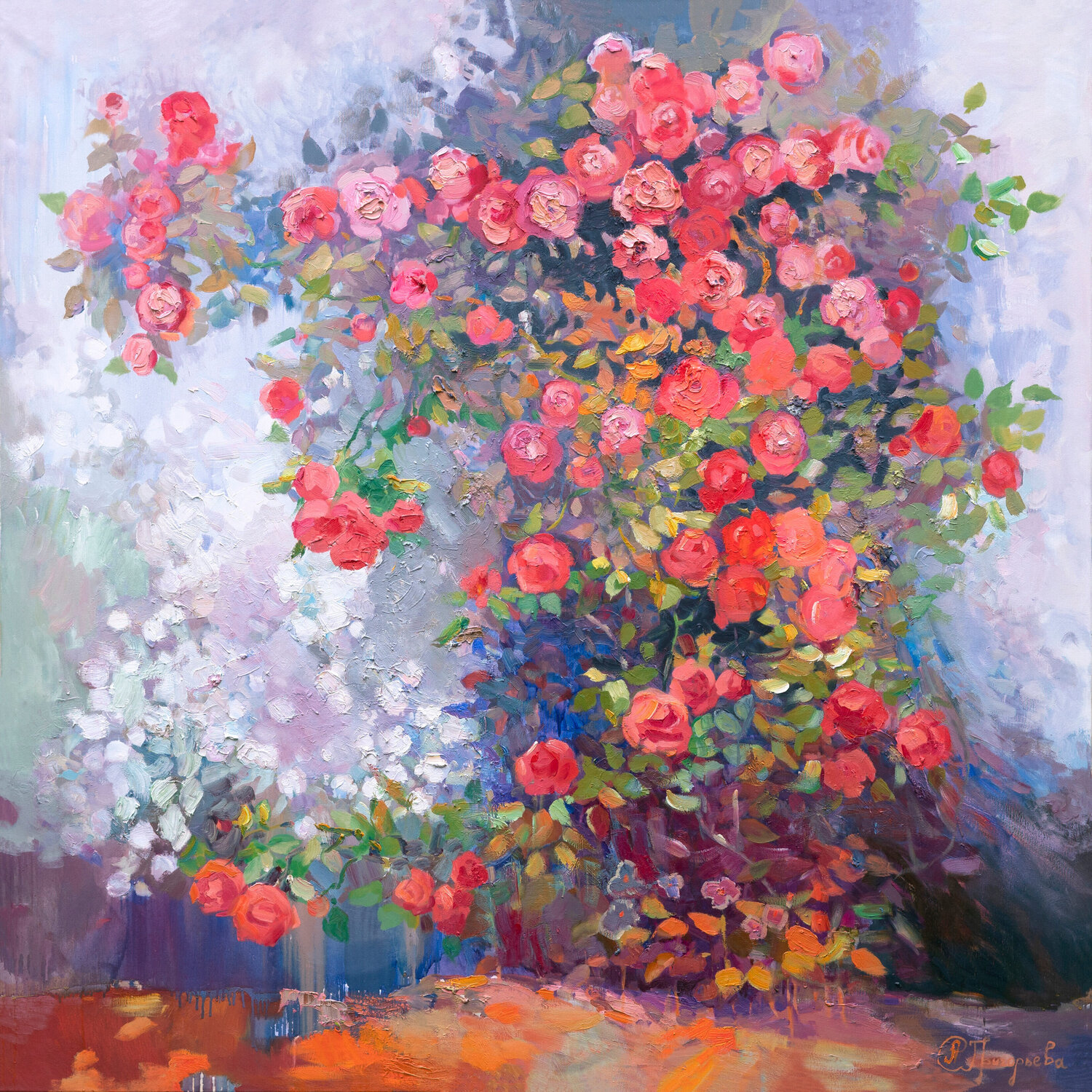 "Roses and jasmine" Anastasiia Grygorieva Original painting for sale