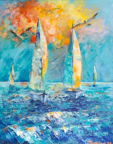 "Sails of freedom" by Alexandra Laskina, Painting for Sale on Singulart