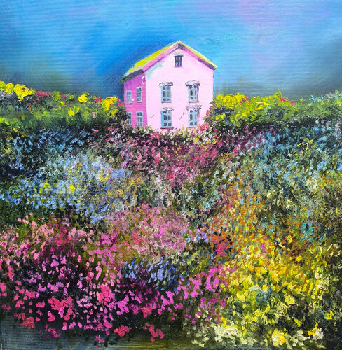 "Casa di iris, giacinti e margherite" de Elina Bilous, Pintura a la venta en Singulart