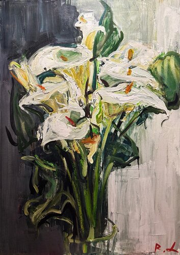 "Calla lilies" by Roman Dub, Painting for Sale on Singulart
