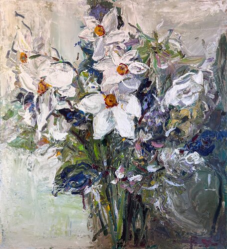 "White flowers" by Roman Dub, 絵画 for Sale on Singulart