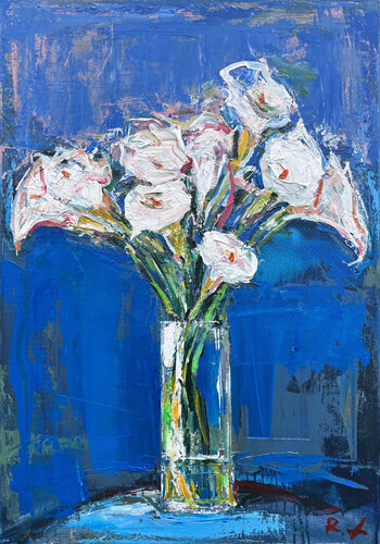 "White calla lilies" by Roman Dub, 絵画 for Sale on Singulart