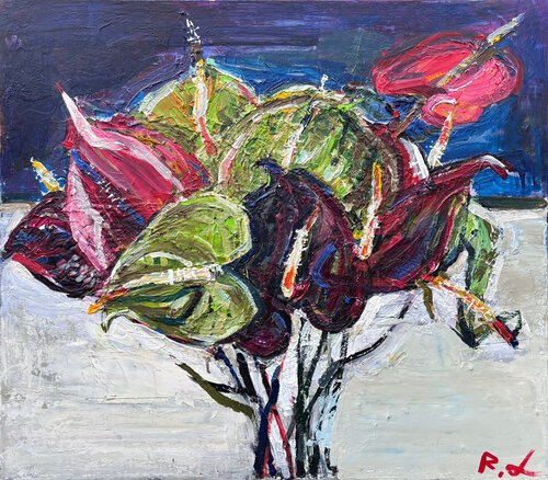 "Anthuriums" di Roman Dub, Pittura in vendita su Singulart