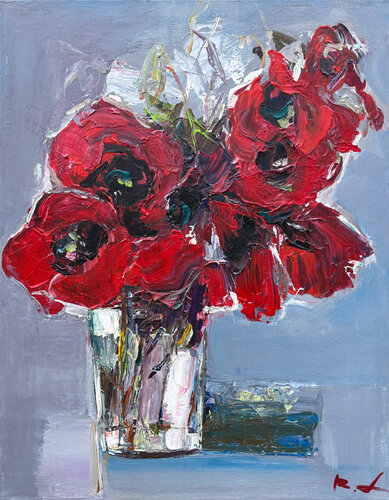 "A bouquet of poppies" di Roman Dub, Pittura in vendita su Singulart
