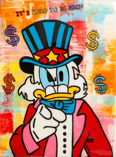 Dagobert Duck, IT'S HARD TO BE RICH, Popart, Resinart by michael pfannschmidt, Painting for Sale on Singulart