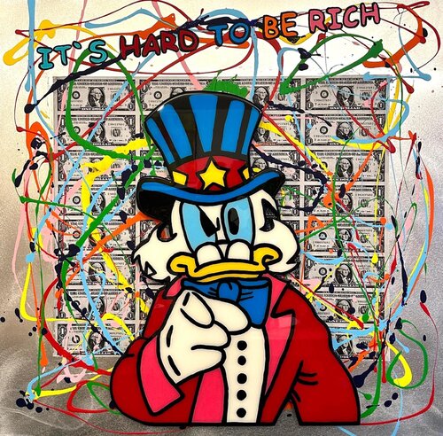 Dagobert Duck, IT'S HARD TO BE RICH, Popart, Streetart by michael pfannschmidt, Painting for Sale on Singulart