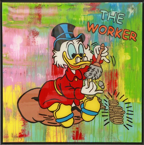 Dagobert Duck, THE WORKER, Popart, Resinart by michael pfannschmidt, Painting for Sale on Singulart