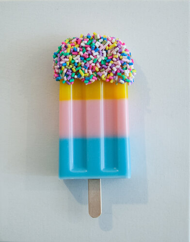 Gemälde, Pop Art, Abstrakt, Unikat. Eis am Stiel by michael pfannschmidt, Other Media for Sale on Singulart