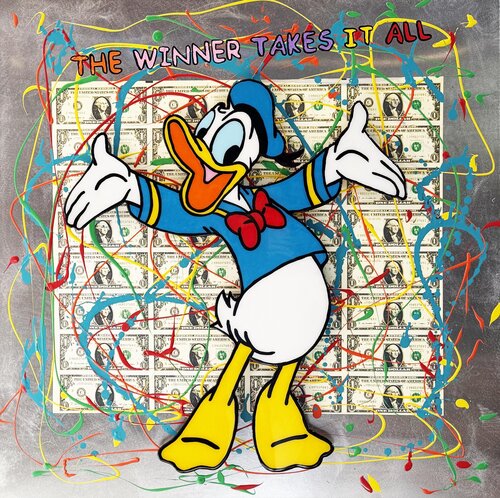 Donald Duck, THE WINNER TAKES IT ALL, Popart, Streetart by michael pfannschmidt, 회화 for Sale on Singulart