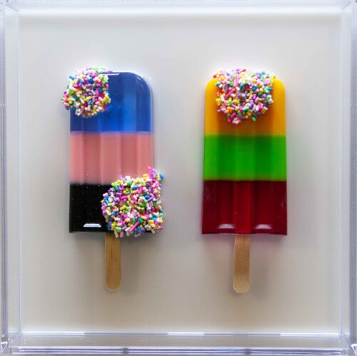 Gemälde, Pop Art, Abstrakt, Unikat. Eis am Stiel by michael pfannschmidt, Other Media for Sale on Singulart