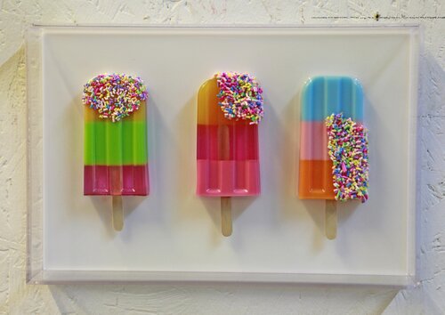 Gemälde, Pop Art, Abstrakt, Unikat. Eis am Stiel by michael pfannschmidt, Other Media for Sale on Singulart