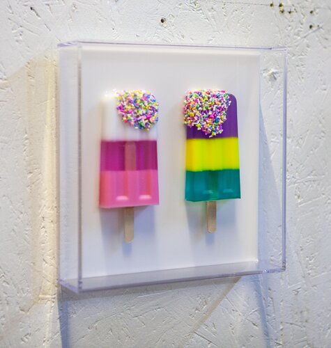 Gemälde, Pop Art, Abstrakt, Unikat. Eis am Stiel by michael pfannschmidt, Other Media for Sale on Singulart