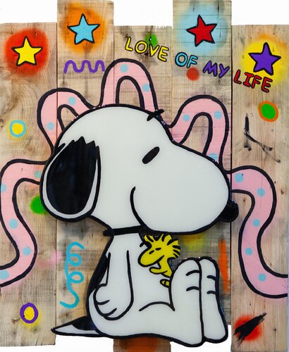 Snoopy LOVE OF MY LIFE by michael pfannschmidt, Painting for Sale on Singulart