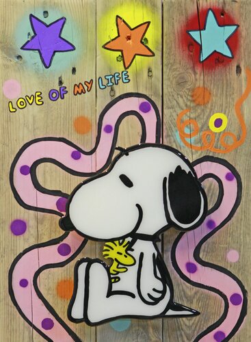 Snoopy LOVE OF MY LIFE by michael pfannschmidt, Painting for Sale on Singulart