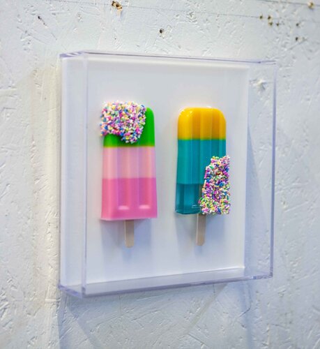Gemälde, Pop Art, Abstrakt, Unikat. Eis am Stiel by michael pfannschmidt, Other Media for Sale on Singulart