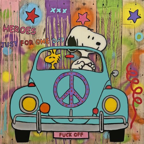 Snoopy, HEROES JUST FOR ONE DAY by michael pfannschmidt, Painting for Sale on Singulart