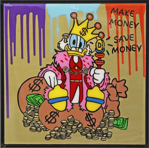 Dagobert Duck, MAKE MONEY/SAVE MONEY, Popart, Resinart by michael pfannschmidt, Painting for Sale on Singulart