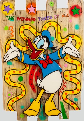 Donald Duck, THE WINNER TAKES IT ALL by michael pfannschmidt, Painting for Sale on Singulart