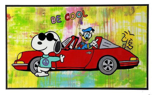 Snoopy, Donald Duck BE COOL Popart, Resinart by michael pfannschmidt, Painting for Sale on Singulart