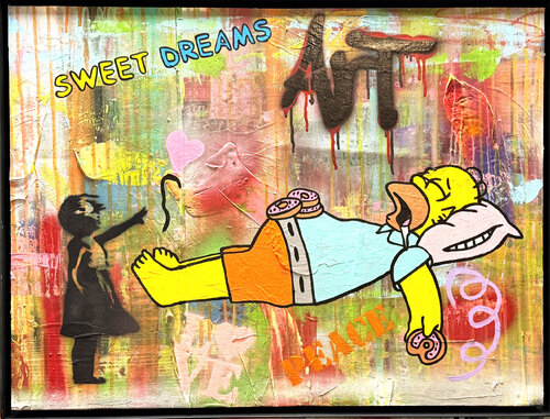 Homer Simpson, SWEET DREAMS, Popart, Streetart, Abstractart, Acrylicpainting, Resinart by michael pfannschmidt, Painting for Sale on Singulart