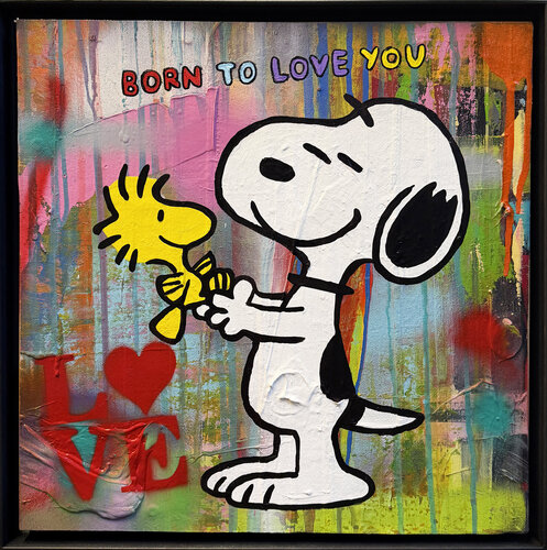 Snoopy, BORN TO LOVE YOU , Popart, Streetart, Abstractart, Acrylicpainting, Resinart by michael pfannschmidt, Painting for Sale on Singulart